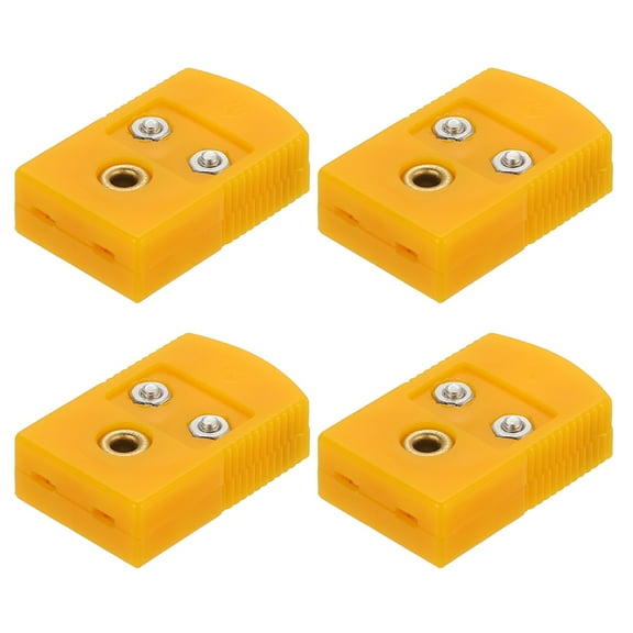 Uxcell K Type Thermocouple Wire Connectors Female Plug Adapter High Temperature 120C(248F) for Thermocouple Sensor Probe Dark Yellow 4pcs