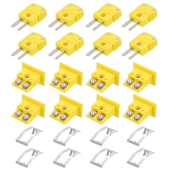 Uxcell K Type Thermocouple Wire Connectors Male Plug with Panel Mount Mini Socket 220°C(428°F) for Thermocouple Sensor 8 Set