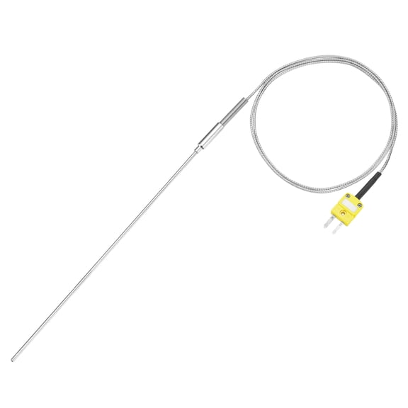 Uxcell K Type Thermocouple with Plug, Meter Temperature Sensor Probe -50 to 1100C(-58 to 2012F) 1.6x300mm 3.3ft Wire