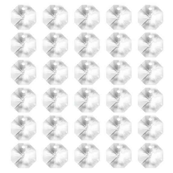 Uxcell K9 Crystal Octagon Beads 1 Hole Pendants, 30 Pack 14mm, Clear