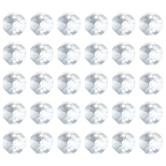 Uxcell K9 Crystal Octagon Beads 2 Holes Pendants, 60 Pack 10mm Chandelier Prisms Hanging Beads Clear