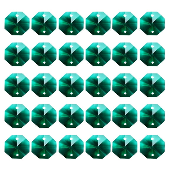Uxcell K9 Crystal Octagon Beads 2 Holes Pendants, 60 Pack 14mm Chandelier Prisms Hanging Beads Dark Green
