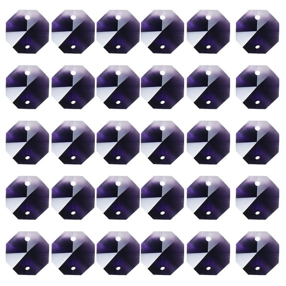 Uxcell K9 Crystal Octagon Beads 2 Holes Pendants, 60 Pack 14mm Chandelier Prisms Hanging Beads Dark Purple