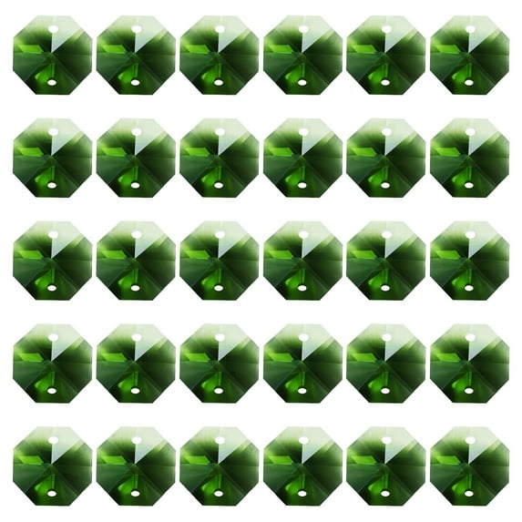 Uxcell K9 Crystal Octagon Beads 2 Holes Pendants, 60 Pack 14mm Chandelier Prisms Hanging Beads Green
