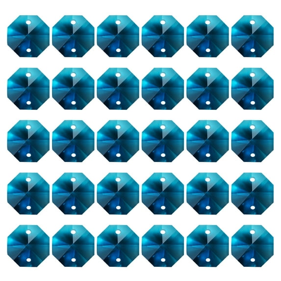 Uxcell K9 Crystal Octagon Beads 2 Holes Pendants, 60 Pack 14mm Chandelier Prisms Hanging Beads Sky Blue