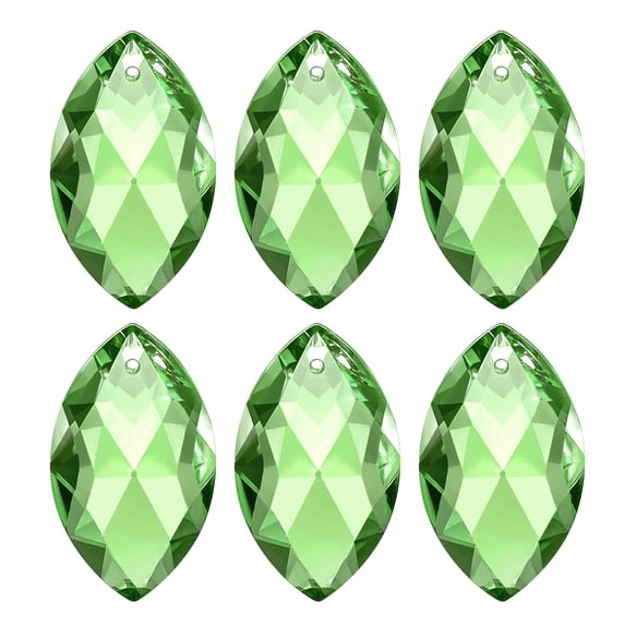 Uxcell K9 Crystal Pendants Oval Beads, 6 Pack 38mm Chandelier Prisms Parts Hanging Beads DIY Lamp for Arts Crafts Decoration, Green
