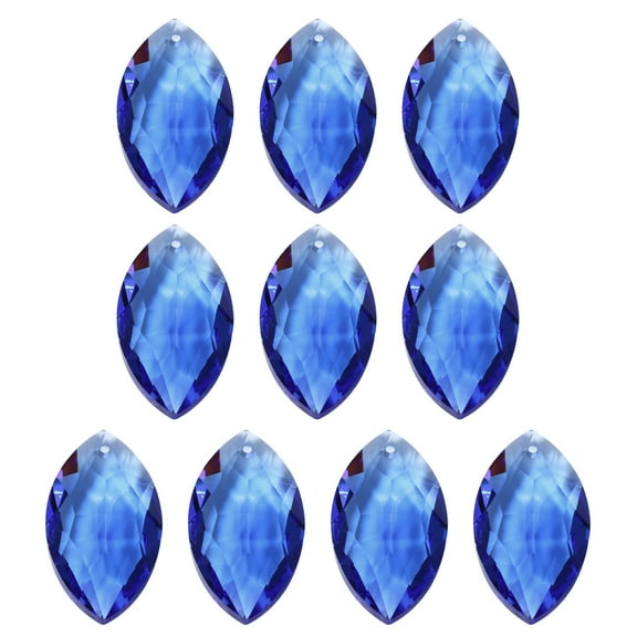 Uxcell K9 Crystal Pendants Oval Beads, 10 Pack 38mm Chandelier Prisms Parts Hanging Beads DIY Lamp Blue