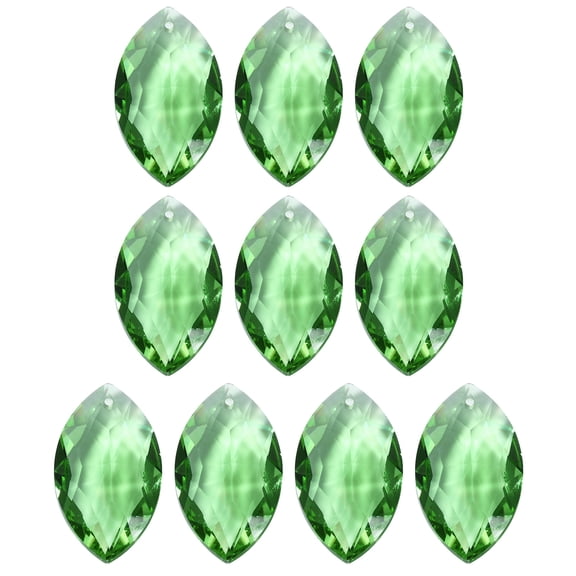 Uxcell K9 Crystal Pendants Oval Beads, 10 Pack 38mm Chandelier Prisms Parts Hanging Beads DIY Lamp Light Green