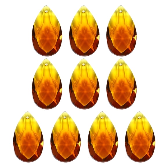 Uxcell K9 Crystal Pendants Teardrop Beads, 10 Pack 38mm Chandelier Prisms Parts Hanging Beads DIY Lamp Amber