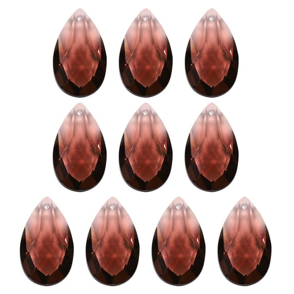 Uxcell K9 Crystal Pendants Teardrop Beads, 10 Pack 38mm Chandelier Prisms Parts Hanging Beads DIY Lamp Dark Brown
