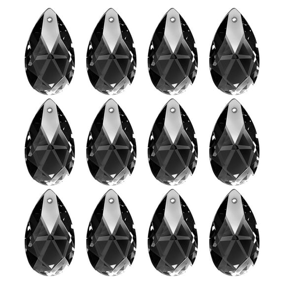 Uxcell K9 Crystal Pendants Teardrop Beads, 12 Pack 28mm Chandelier Prisms Parts Hanging Beads DIY Lamp for Arts Crafts Decoration, Black