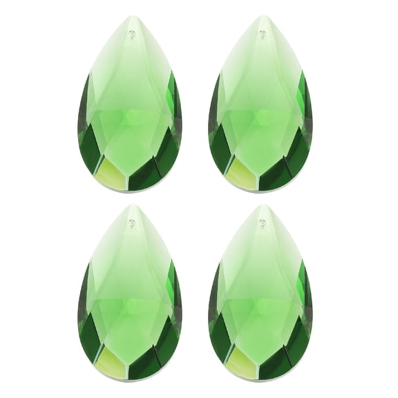 Uxcell K9 Crystal Pendants Teardrop Beads, 4 Pack 50mm Chandelier Prisms Parts Hanging Beads DIY Lamp for Arts Crafts Decoration, Green