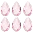 thumbnail image 1 of Uxcell K9 Crystal Pendants Teardrop Beads, 6 Pack 50mm Chandelier Prisms Parts Hanging Beads DIY Lamp for Arts Crafts Decoration, Pale Pink, 1 of 5