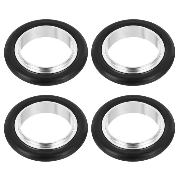 Uxcell KF25 Flange Centering Ring (Aluminum Cylinder: 25mm ID, 26mm OD) 4Pcs , Rubber O-Ring ISO-KF Flange, Aluminum Alloy Ring, for Sealing Applications, Black