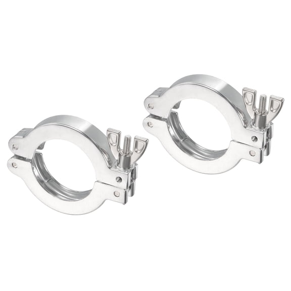 Uxcell KF40 Vacuum Clamp, 2 Pack Aluminium Alloy Durable Double Pin Hose Clamp with Wing Nut, Silver