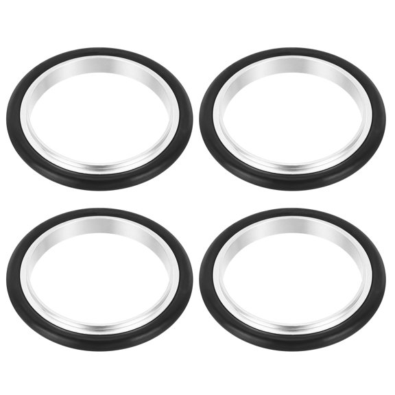 Uxcell KF50 Flange Centering Ring (Aluminum Cylinder: 50mm ID, 52mm OD) 4Pcs , Rubber O-Ring ISO-KF Flange, Aluminum Alloy Ring, for Sealing Applications, Black