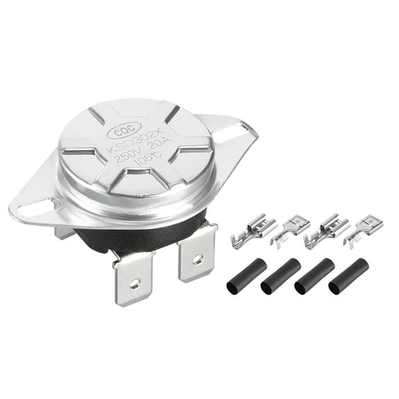 Uxcell KSD302T Thermostat Temperature Control Switch 105°C 20A N.C 6.3mm Pin Manual Reset