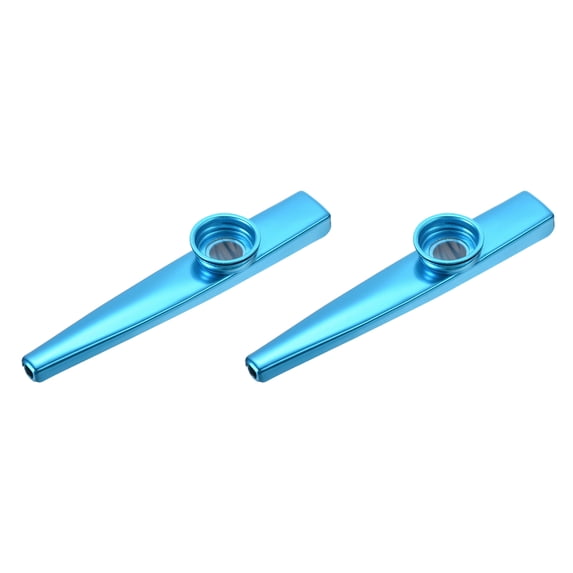 Uxcell Kazoo Musical Instrument Aluminum Alloy Blue with Flute Diaphragm 2 Pack