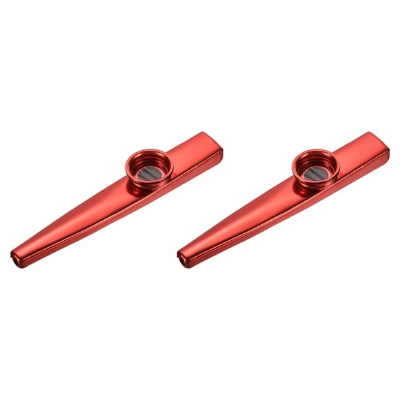 Uxcell Kazoo Musical Instrument Aluminum Alloy Red with Flute Diaphragm 2 Pack