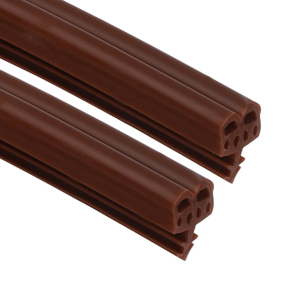Uxcell Kerf Weather Stripping Seal Strip (16.4ft x 11/32") - 2 Pack B Shape Kerf Noise Reduction Rubber Flange Window Weatherstrip Seal for Door Frame Windows Card Slot, Brown