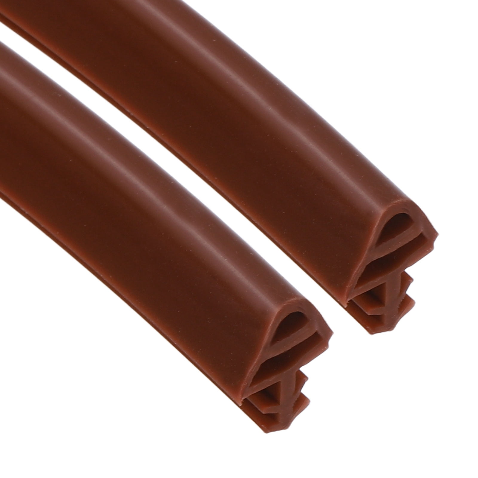 Uxcell Kerf Weather Stripping Seal Strip (16.4ft x 11/32") - 2 Pack D Triangle Shape Kerf Noise Reduction Rubber Flange Window Weatherstrip Seal for Door Frame Windows Card Slot, Brown