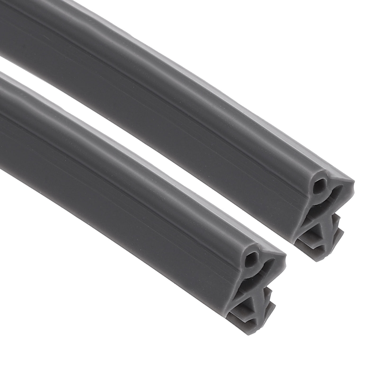Uxcell Kerf Weather Stripping Seal Strip (16.4ft x 11/32") - 2 Pack Tree Shape Kerf Noise Reduction Rubber Flange Window Weatherstrip Seal for Door Frame Windows Card Slot, Gray