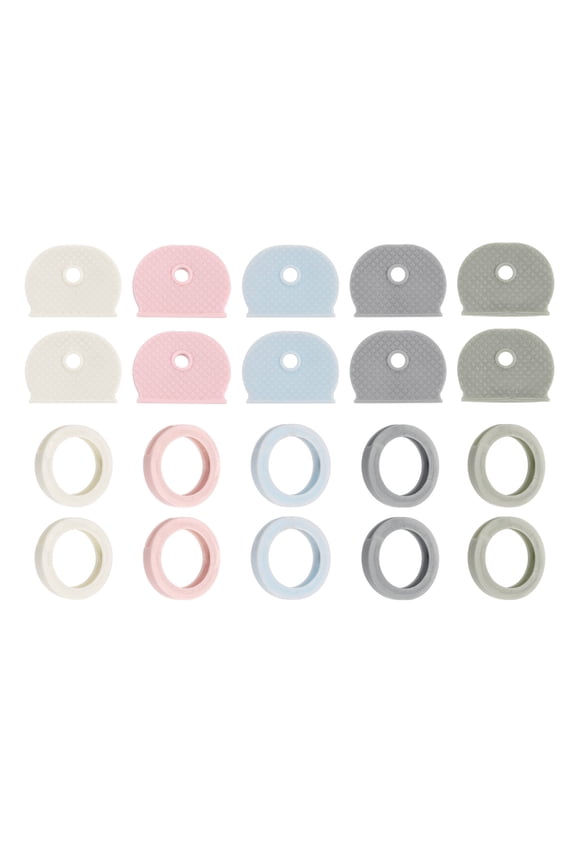 Key Caps Set, 20 Pcs Key Cap Tags Identifiers Rings  Silicone Key Head Protectors Key Tags Key Accessories, 5 Color