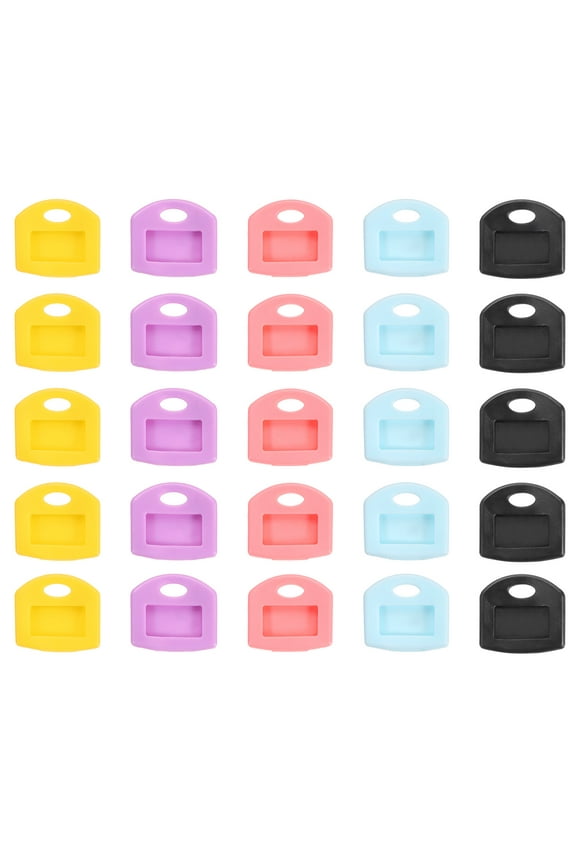 Key Caps Set, 25 Pcs 1 Inch Tags Identifiers Covers Key Head Protectors Key Tags Labels 5-Color