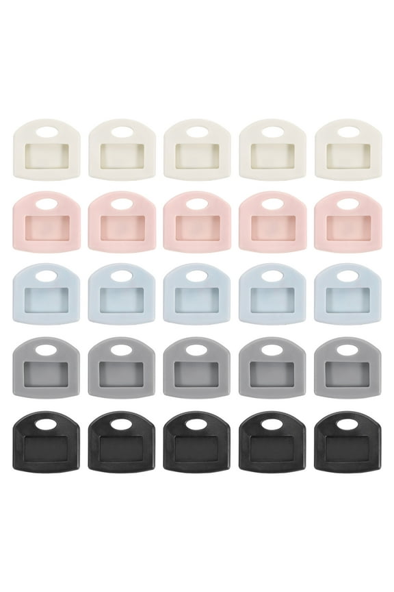 Key Caps Set, 25 Pcs 1 Inch Tags Identifiers Covers Key Head Protectors Key Tags Labels 5 Color