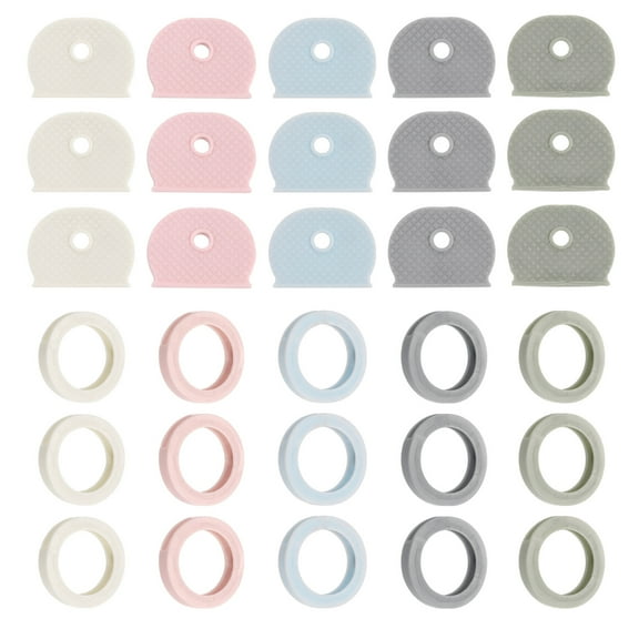 Uxcell Key Caps Set, 40 Pcs Key Cap Tags Identifiers Rings Silicone Key Head Protectors Key Tags Key Accessories, 5 Color