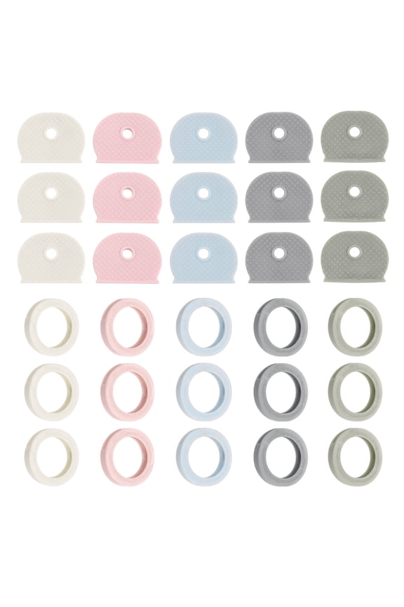 Key Caps Set, 40 Pcs Key Cap Tags Identifiers Rings Silicone Key Head Protectors Key Tags Key Accessories, 5 Color