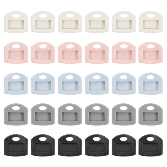Uxcell Key Caps Set, 50 Pcs 1 Inch Tags Identifiers Covers Key Head Protectors Key Tags Labels 5 Color