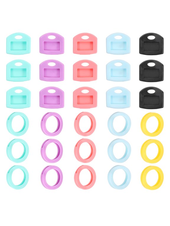 Key Caps Set, 80 Pcs 1 Inch Tags Identifiers Covers Key Head Protectors Key Tags Labels 5-Color
