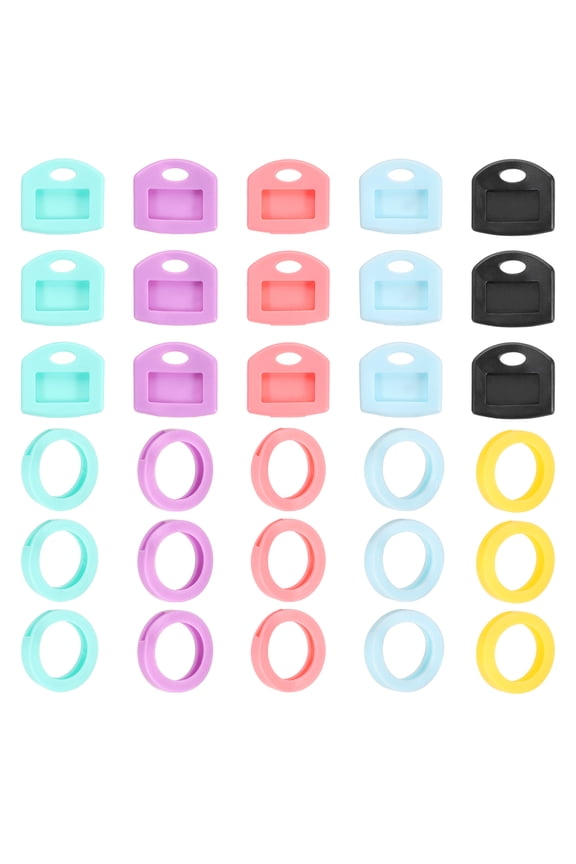 Key Caps Set, 80 Pcs 1 Inch Tags Identifiers Covers Key Head Protectors Key Tags Labels 5-Color