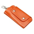thumbnail image 1 of Uxcell Key Case Cover, 1 Pack PU Leather Keychain Holder Key Sleeve with 6 Keychains for Key Hanging, Orange, 1 of 5