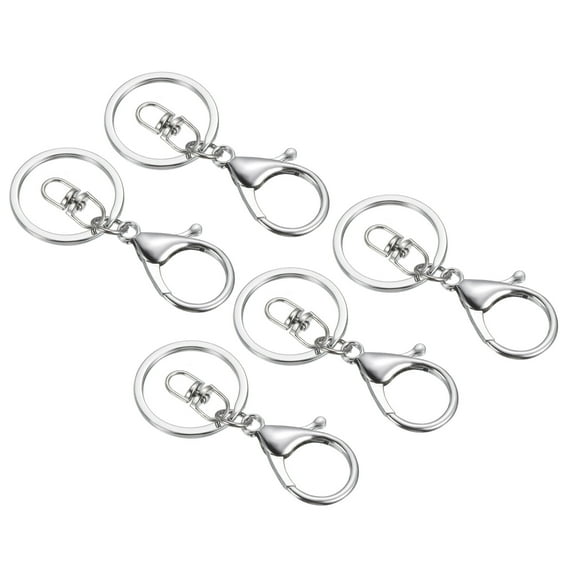 Uxcell Key Chain Ring Lobster Clasp Keyring Trigger Clip Keychain Holder for Arts Crafts Silver