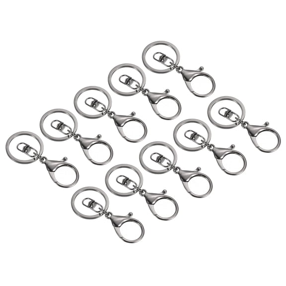 Uxcell Key Chain Rings Lobster Clasps Keyring Keychain Holder, Black 10 Pack