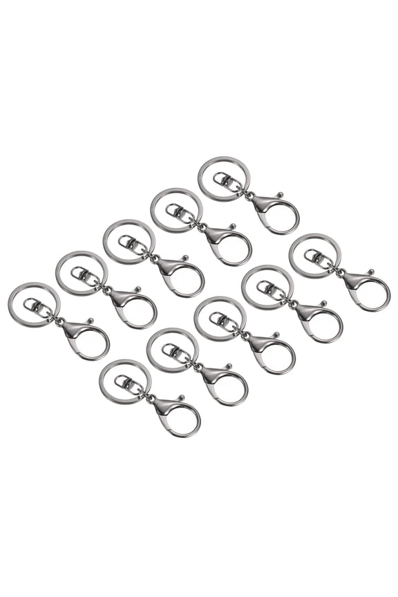 Key Chain Rings Lobster Clasps Keyring Keychain Holder, Black 10 Pack