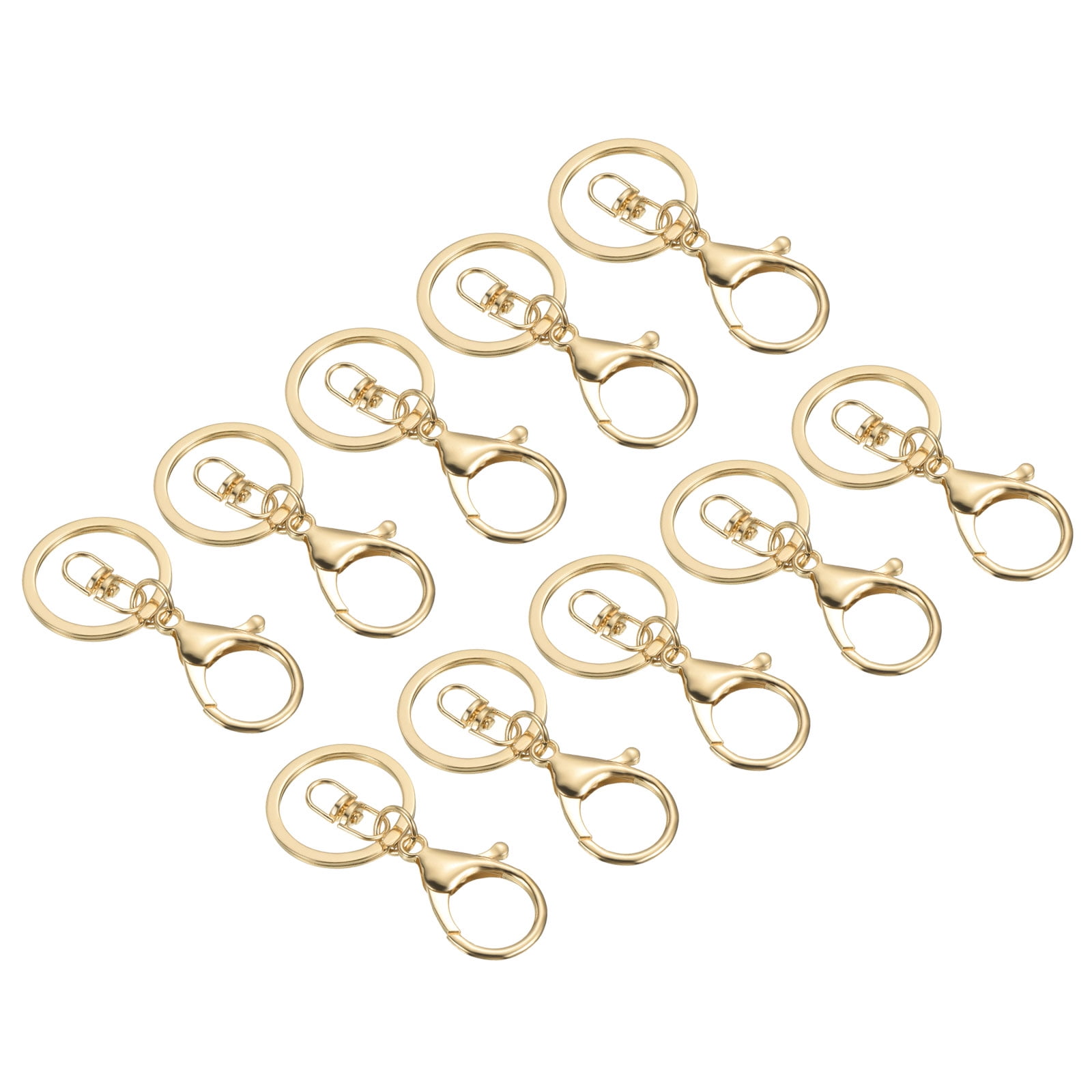 SmartPartsCrafts 10 Large Rose Gold Keychains with Clasp, Lobster Clasp, Swivel Key Chain Clasp for Adding Lanyards, Purses, Add Your Own Charms, fin0642