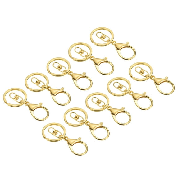 Uxcell Key Chain Rings Lobster Clasps Keyring Keychain Holder, Golden 10 Pack