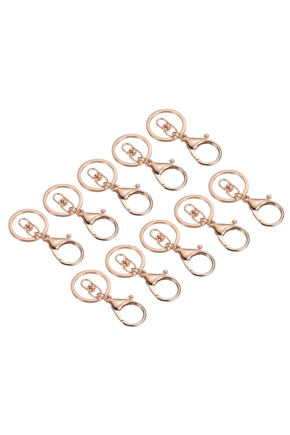 Key Chain Rings Lobster Clasps Keyring Keychain Holder, Rose Gold 10 Pack