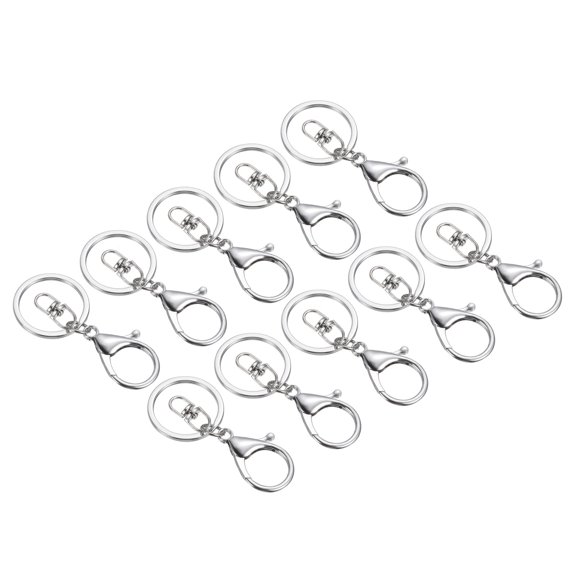 Uxcell Key Chain Rings Lobster Clasps Keyring Keychain Holder, Silver 10 Pack