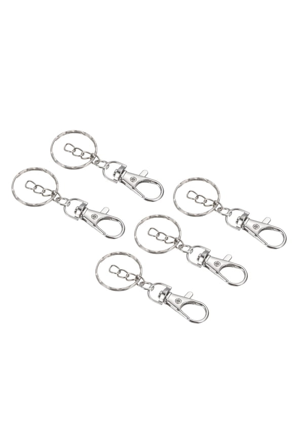 Key Chain Rings Metal Keyring Clip Hook Keychain for DIY, Silvery 5 Pack