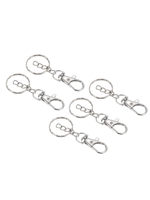 Key Chain Rings Metal Keyring Clip Hook Keychain for DIY, Silvery 5 Pack