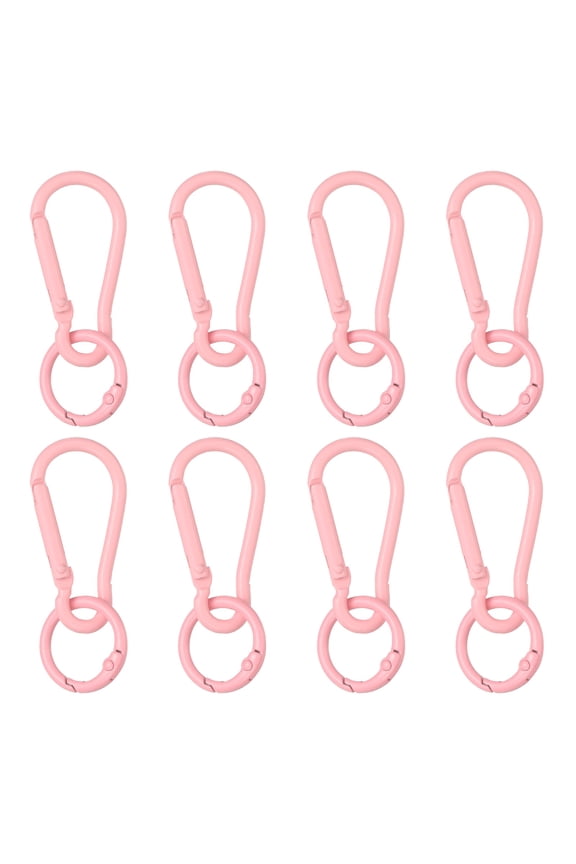 Key Clip for Purse, Spring Snap Clip with O-Ring Quick Release Key Holder Colorful Metal Keychain Hooks & Pink & 8 Pcs-Fitting for (DIY Bag/Handbag Charm/Organizer Accessories)