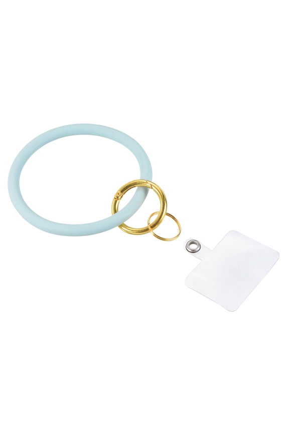 Key Ring Bracelet Silicone Wrist Keychain Circle Wristlet Keyrings, Blue Gray