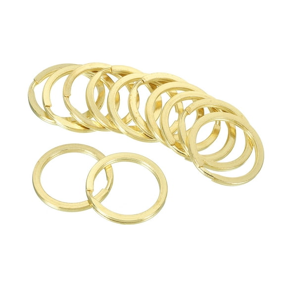 Uxcell Key Rings for Keychain, 12 Pack 35mm Dia Brass Round Flat Split Key Ring Buckles