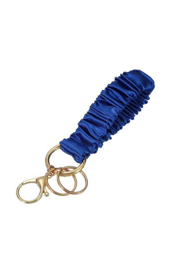 Keychain Wristlet, Stretchy Lanyard Bracelet Scrunchie Keychain, Elastic Wristlet Car Key Chain with Detachable Rings and Buckles Anti-Loss Phone Chain for Women, dark Blue