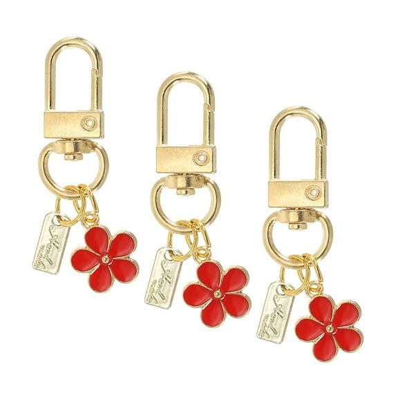 Uxcell Keychains Enameled Charm Personalized Key Ring Cute Keychain Purse Bag Accessories Red