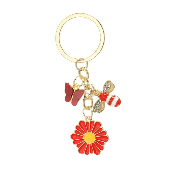 Uxcell Keychains Enameled Charm Personalized Key Ring Cute Keychain Purse Bag Accessories, Red